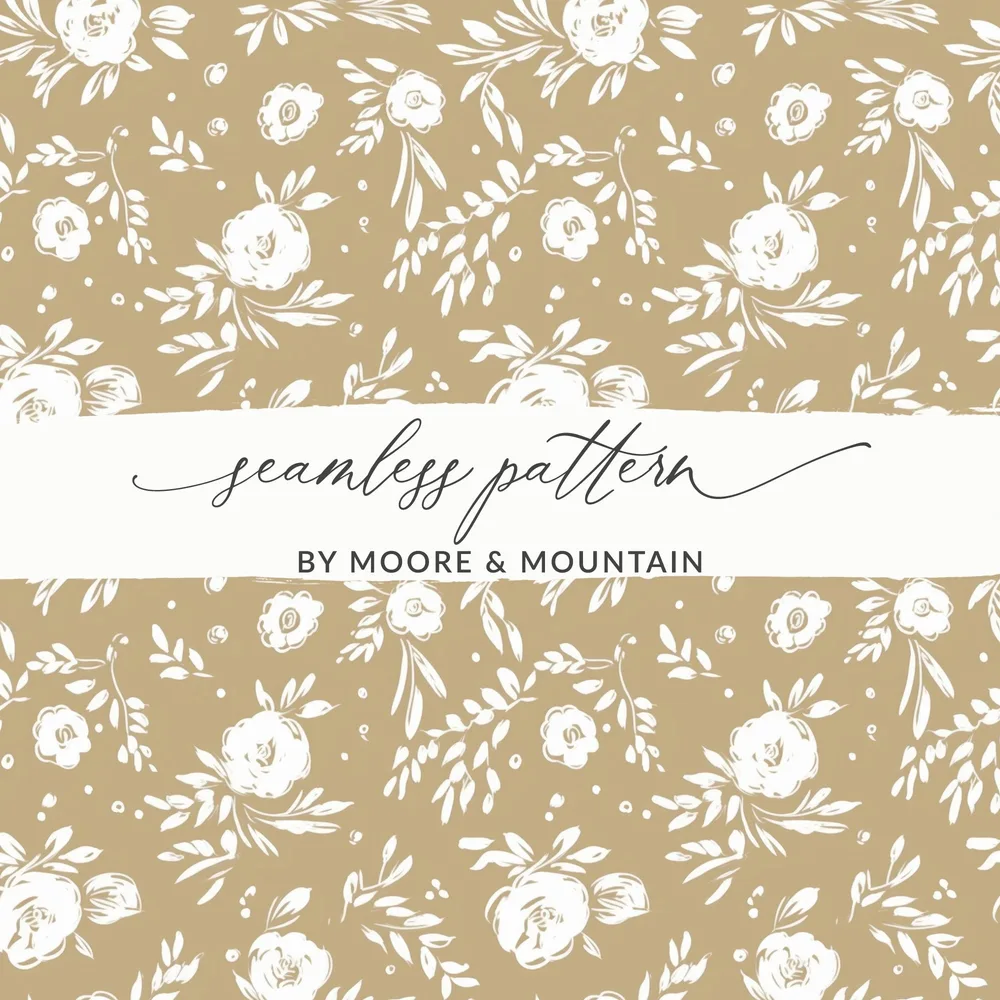 Elegant White Floral Seamless Pattern by Moore & Mountain