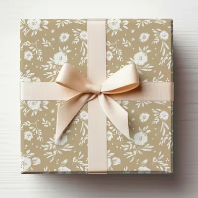 Elegant Floral Patterned Gift Wrap Box with Ribbon