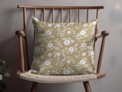 Floral Pattern Beige Throw Pillow for a Cozy Home Decor