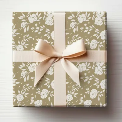 Elegant Floral Pattern Gift Wrapping Paper with Bow