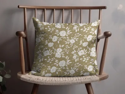 Elegant White Floral Pattern Decorative Pillow
