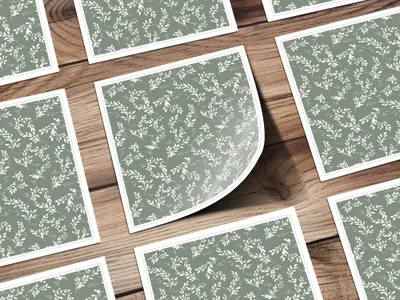 Elegant Green Leaf Pattern Custom Sticker Sheets
