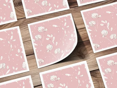 Simple Muted Pink Line Art Floral Background Pattern, Mauve Pink Flowers - Moore and Mountain