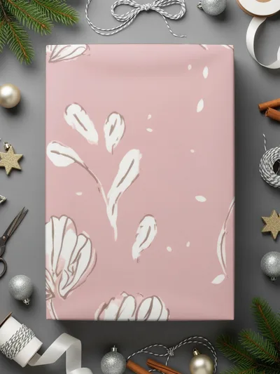 Simple Muted Pink Line Art Floral Background Pattern, Mauve Pink Flowers - Moore and Mountain