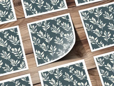 Elegant White Floral Print on Dark Blue Background product