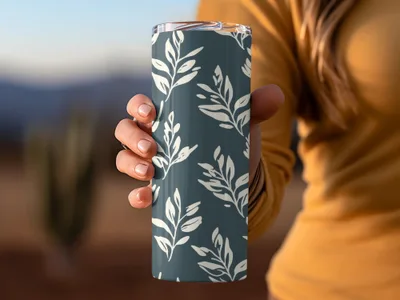 Elegant Leaf Pattern Insulated Travel Tumbler Product