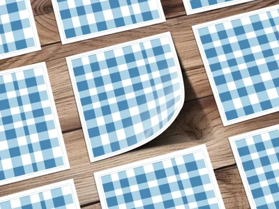 Blue and White Checkered Pattern Sticker Sheet Decals