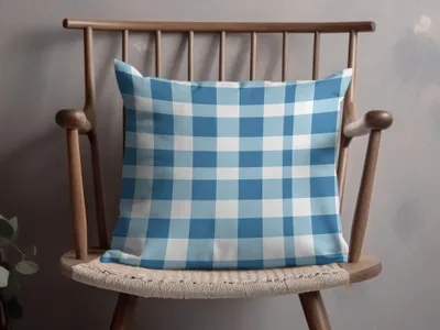 Blue and White Buffalo Plaid Checkered Cushion Pillow