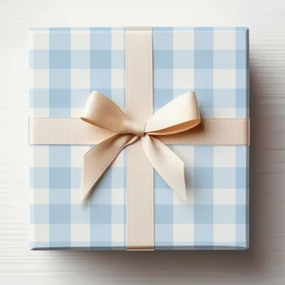 Stylish Blue Checkered Pattern Gift Box for Special Occasions
