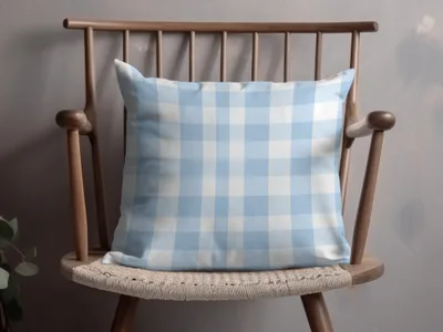 Blue and White Checkered Pattern Decorative Pillow