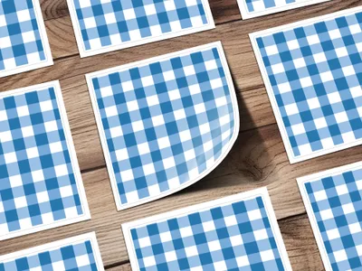 Blue and White Checkered Pattern Sticker Sheet