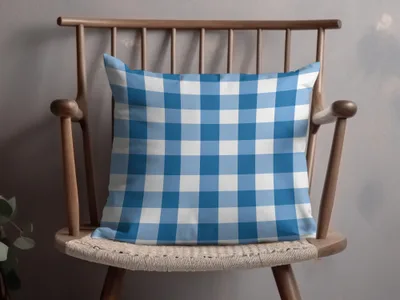 Blue and White Checkered Decorative Pillow product