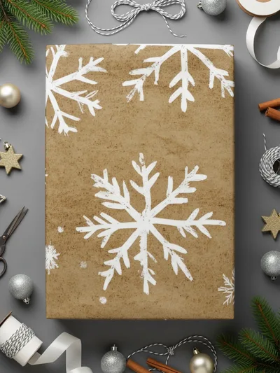 Snowflake Digital Paper, Seamless Christmas Pattern, Rustic Holiday Background, Winter Scrapbook Paper, Brown Texture, Commercial Use - Moore and Mountain