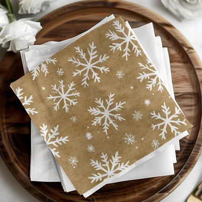 Snowflake Digital Paper, Seamless Christmas Pattern, Rustic Holiday Background, Winter Scrapbook Paper, Brown Texture, Commercial Use - Moore and Mountain