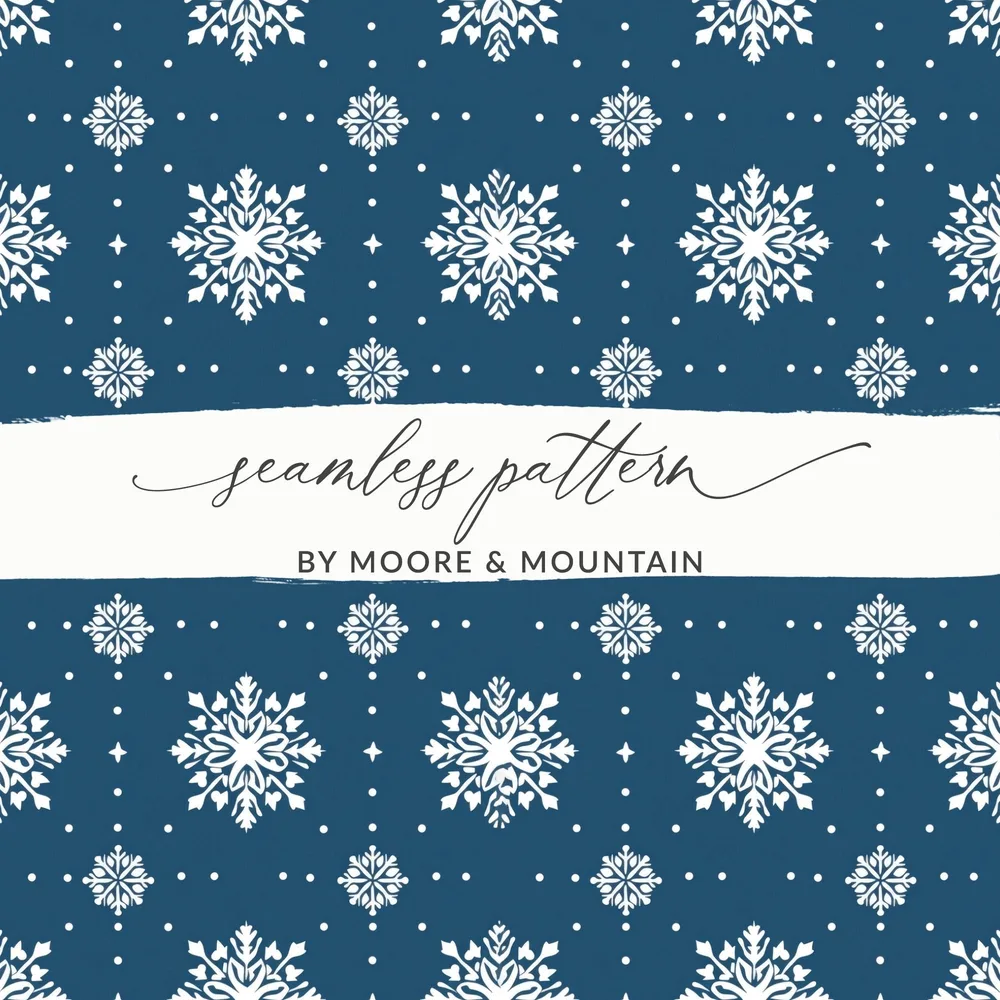 Snowflake Seamless Pattern, Christmas Digital Paper, Winter Festive Design, Holiday Background, Printable Texture, Commercial Use Digital - Moore and Mountain