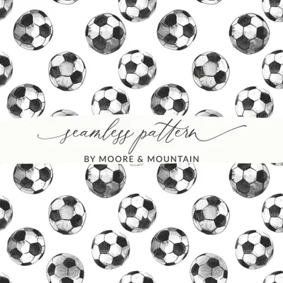 Soccer Ball Seamless Pattern, Digital Paper, Sports Fabric Design, Printable Background, Football Texture, Digital Download