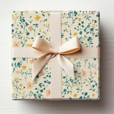 Elegant Floral Patterned Gift Box with Ribbon Decor