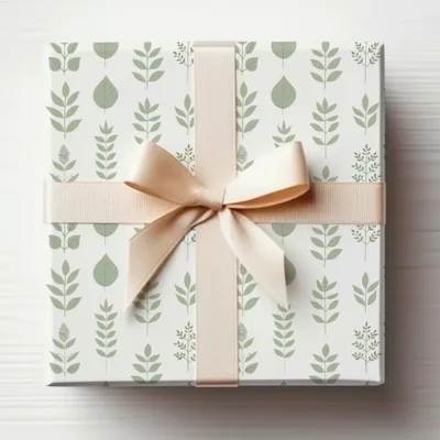 Elegant Leaf Patterned Gift Box with Ribbon包装箱