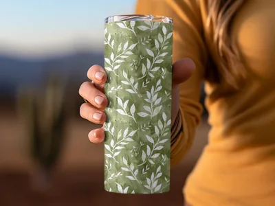 Green Leaf Pattern Insulated Tumbler for Everyday Use