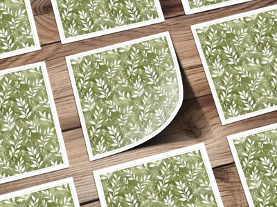 Green Leaf Pattern Decorative Cardstock Sheets
