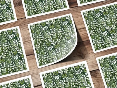 Elegant Green Foliage Design Stickers Set for Decor