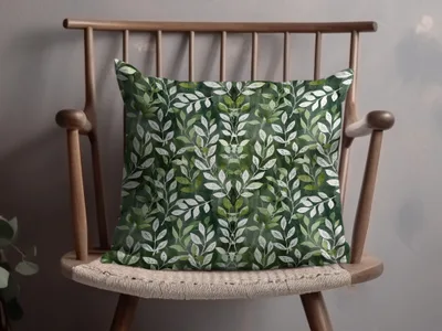 Botanical Green and White Leaf Pattern Pillow Product