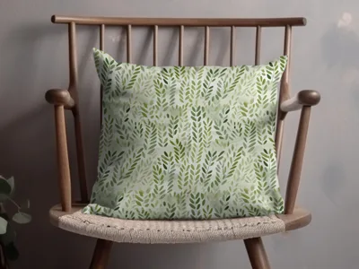 Green Leaf Pattern Decorative Throw Pillow