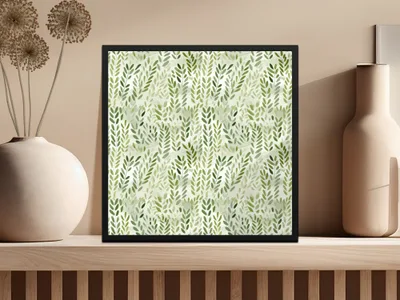 Stylish Green Leaf Pattern Decorative Art Print