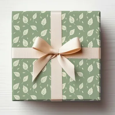 Elegant Green Leaf Patterned Gift Box