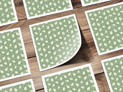 Elegant White Leaf Pattern on Green Background product