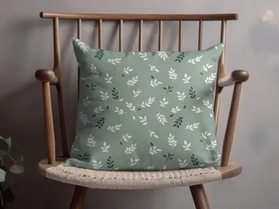 Modern Green Leaf Pattern Throw Pillow for Home Decor