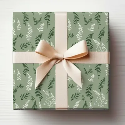 Elegant Green Gift Box with Cream Ribbon for Sale