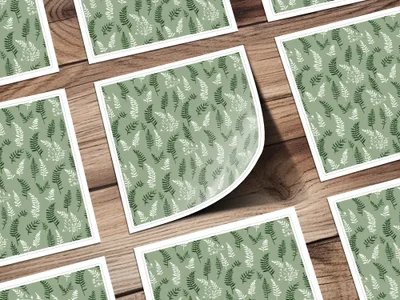 Green and White Botanical Pattern Design Sticker Sheet