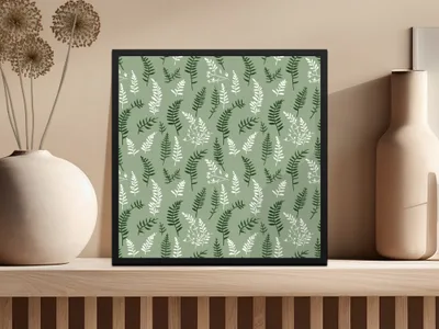 Green Botanical Fern Leaves Pattern Art Print