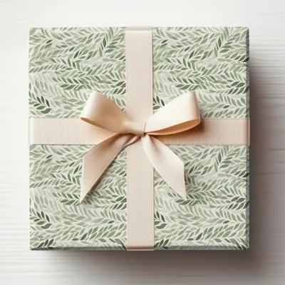 Elegant Green Leaf Pattern Gift Wrapping Box