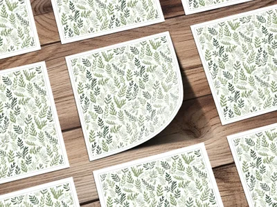 Botanical Leaf Pattern Green and White Decal Sticker
