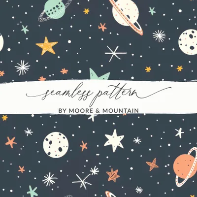 Space Digital Paper, Planets and Stars Pattern, Seamless Digital Print, Galaxy Celestial Design, Outer Space Scrapbook Paper, 12x12 JPEG