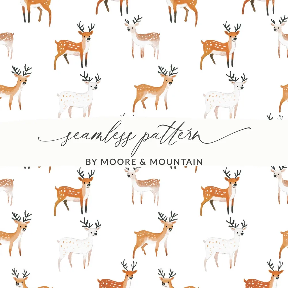 Spotted Deer Pattern Cute Animals Illustration Digital - Moore and Mountain