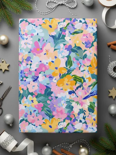 Spring Bluebird and Bloom Symphony Floral Fantasy | Digital Art Print | Impressionistic Floral Pattern - Moore and Mountain