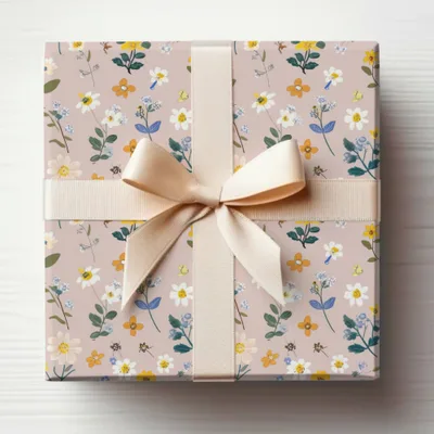 Elegant Floral Design Gift Wrapping Paper with Bow