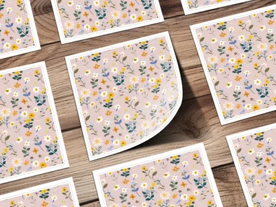 Floral Pattern Cards with Colorful Blossoms Design