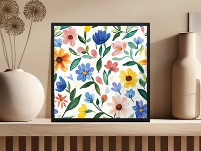 Spring Cute Watercolor Floral Field Seamless Pattern, Cute Painterly Summery Cutesy Floral - Moore and Mountain