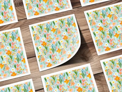 Spring Daffodil Seamless Floral Field With Colorful Spring Flowers Digital Art - Moore and Mountain
