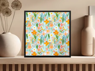 Spring Daffodil Seamless Floral Field With Colorful Spring Flowers Digital Art - Moore and Mountain