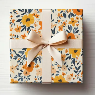 Floral Gift Box with Cream Ribbon for Special Occasions