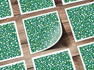 Green Floral Pattern Decorative Sticker Sheet