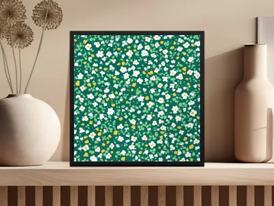 Vibrant Floral Green and White Art Print for Your Home Decor