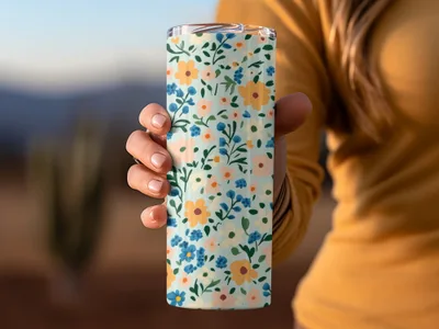 Floral Pattern Insulated Stainless Steel Tumbler Cup