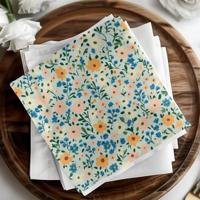 Colorful Floral Patterned Napkins Set for Table Decor