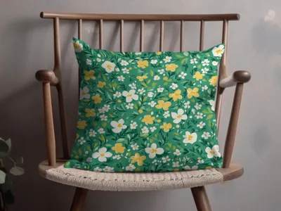 Green and Yellow Floral Decorative Cushion Pillow